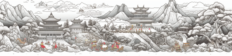 国潮风云南城市风景长卷线稿插画绘画图,插画/手绘图,插画/手绘图库,插画/手绘图下载,插画/手绘